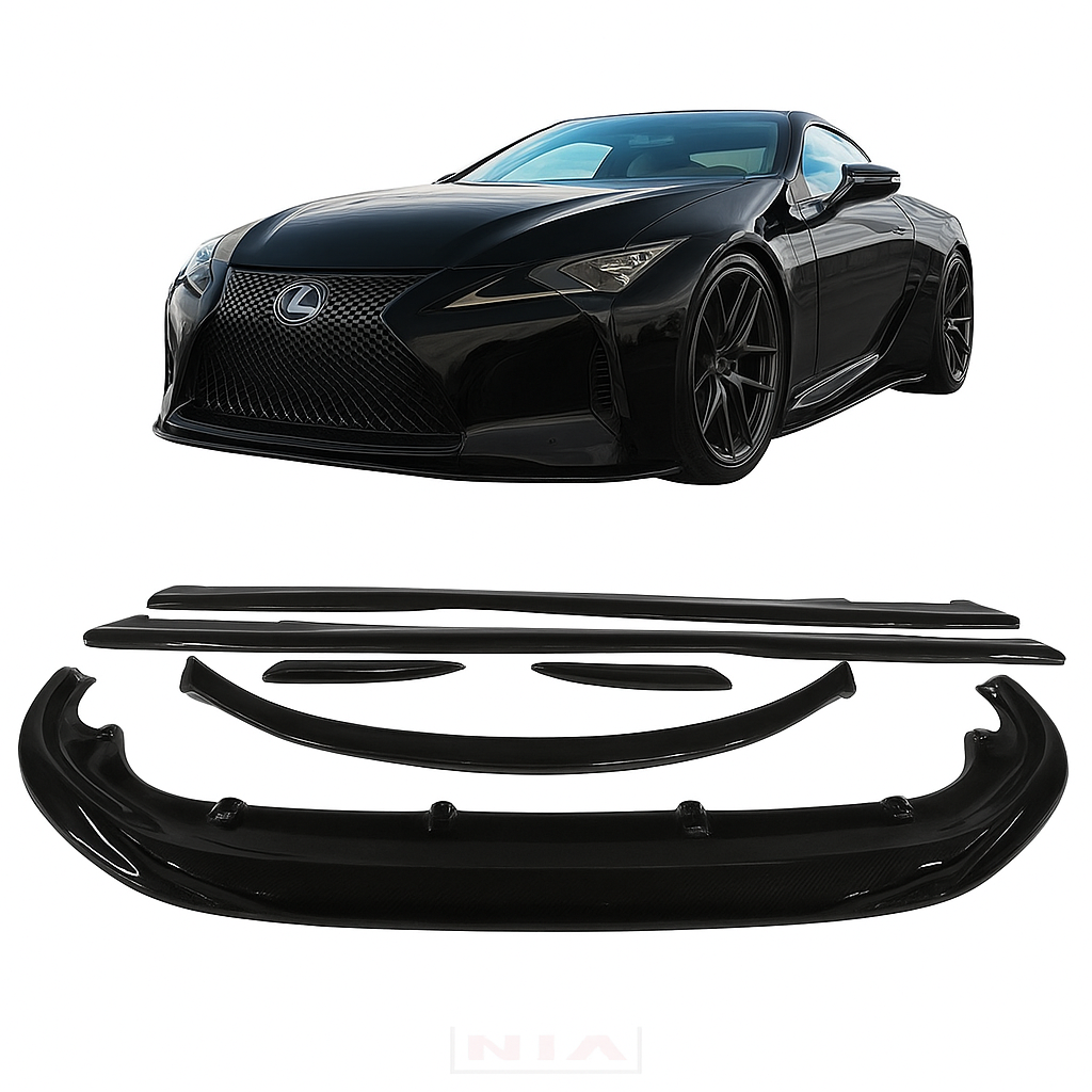 6pc non-Convertible LC500 18 Gloss Black Bundle With Spoiler and Rear Fins
