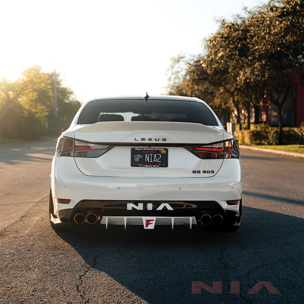 Lexus GS-F NIA Rear Diffuser Bumper Extension 2016-2020 in ABS or Carbon Fiber