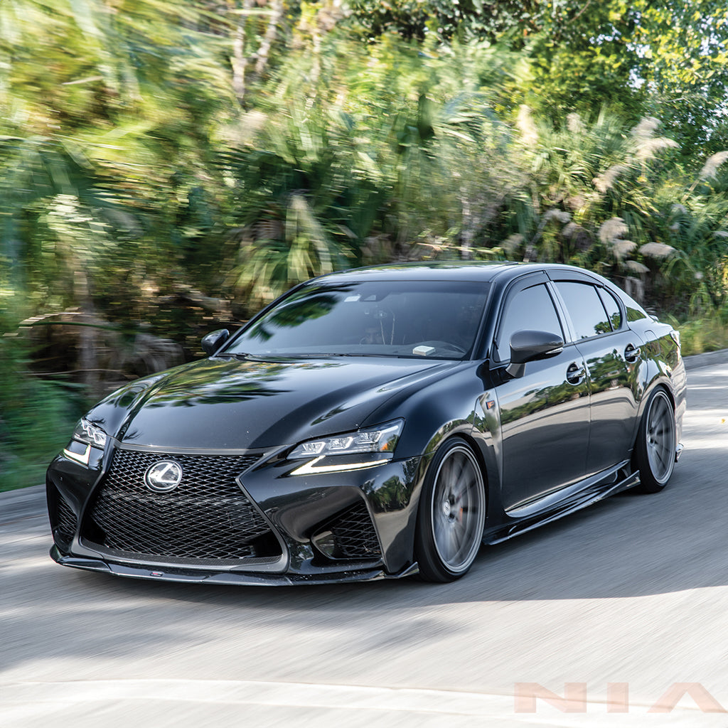 Lexus GS-F NIA Full lip Body Kit 5pcs (Front Splitter, Side Skirt Rockers, Rear apron spats) 2016-2020in ABS or Carbon Fiber