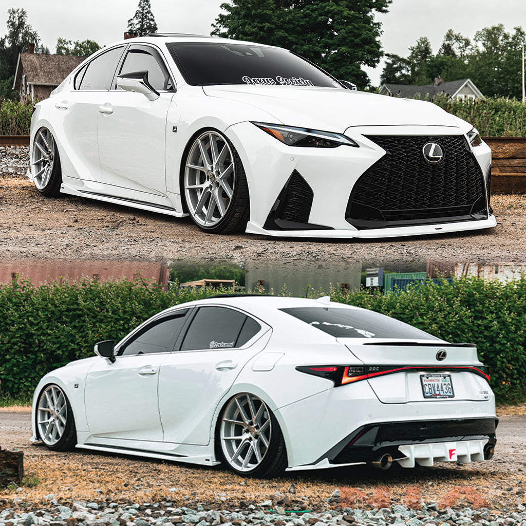 Lexus IS300 IS350 F Sport 2021-2025 Full Kit + Rear Bumper Extension w/ Optional Brake Light 6pcs (Front, Sides, Rears, & Diffuser)