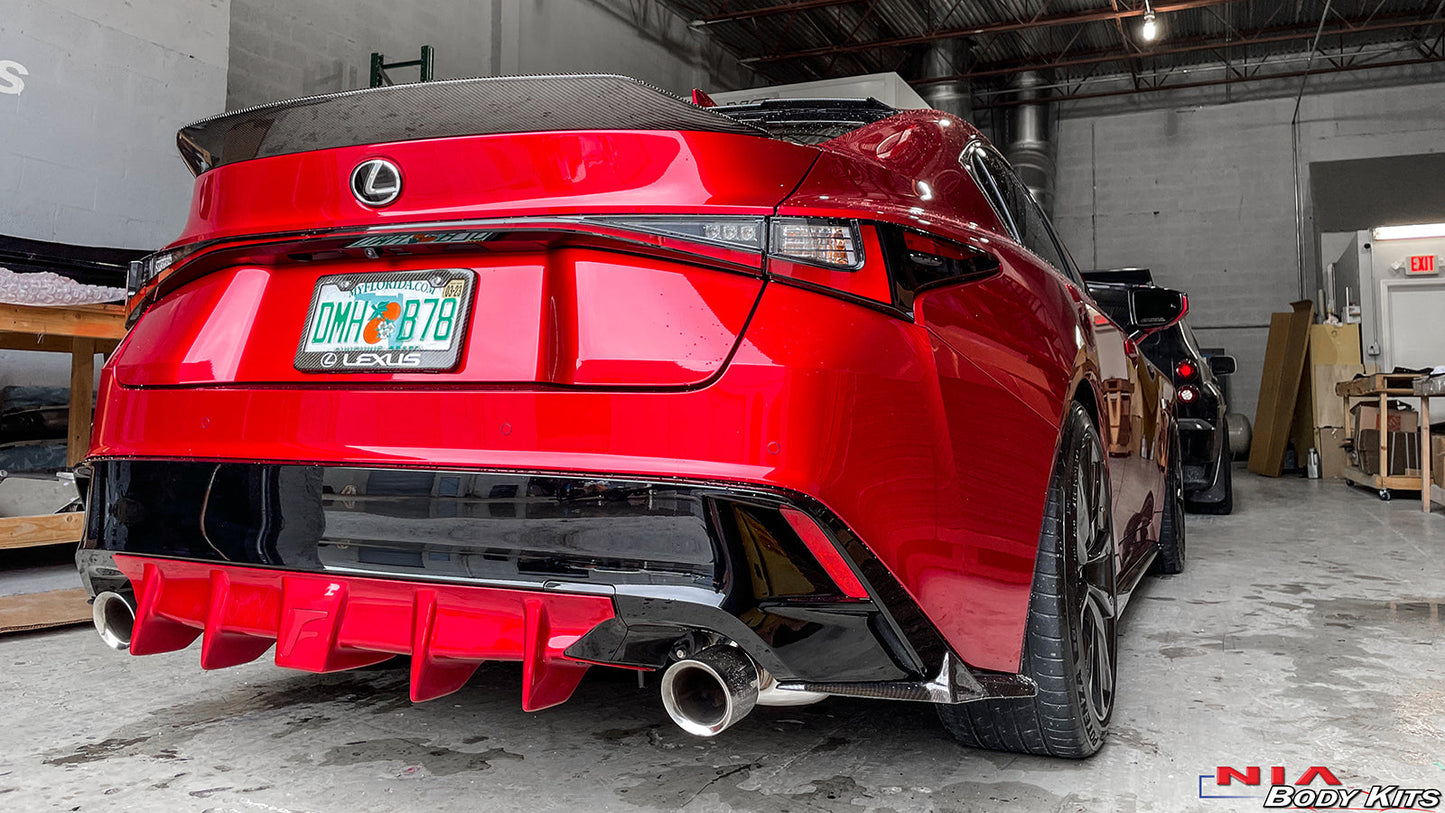 Lexus IS Base Model Full Splitter Lip Body Kit + Bumper Extension (Front, Sides, Rears, Diffuser) 2021+