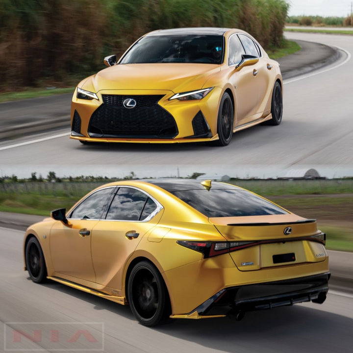 Lexus IS F-Sport NIA full splitter lip bodykit 5pcs (front lip, side skirts, rear apron spats) 2026 in ABS or Carbon Fiber