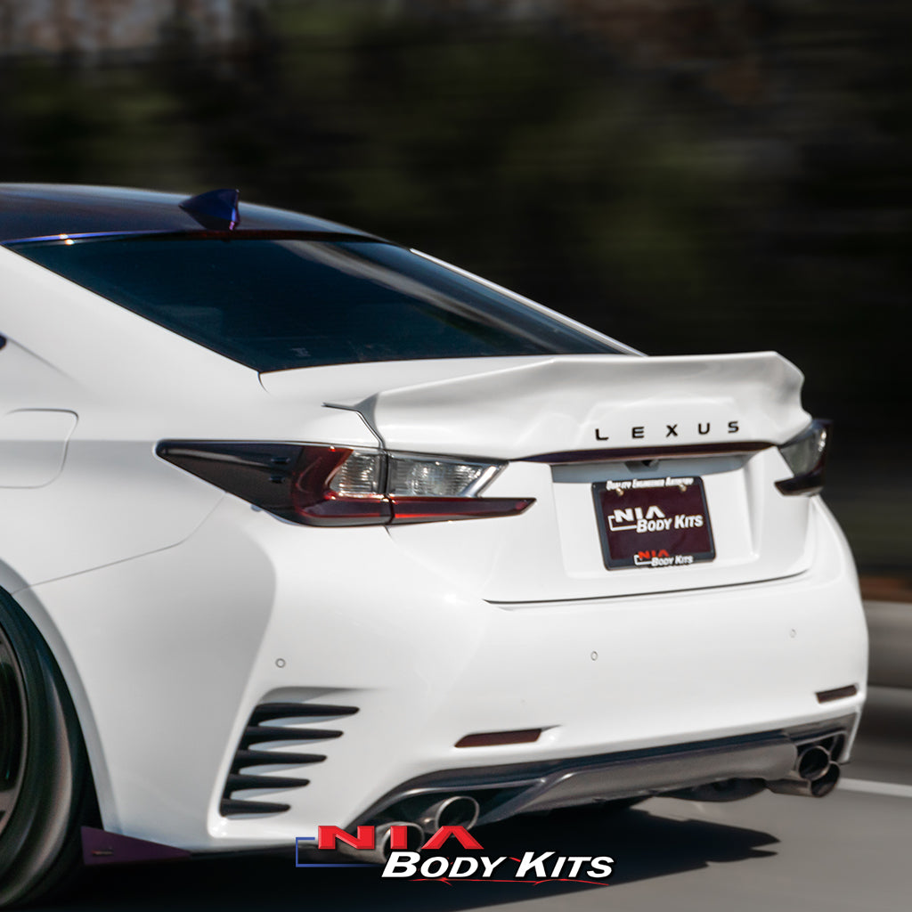 NIA Body Kits upgrades your Lexus RC with an aggressive stance without altering the factory design. This new V.2 gives you the option to upgrade to the new Lexus emblem with your choice of color (Chrome or black) or leave it with no logo.  Contact us at www.niaautodesign.com