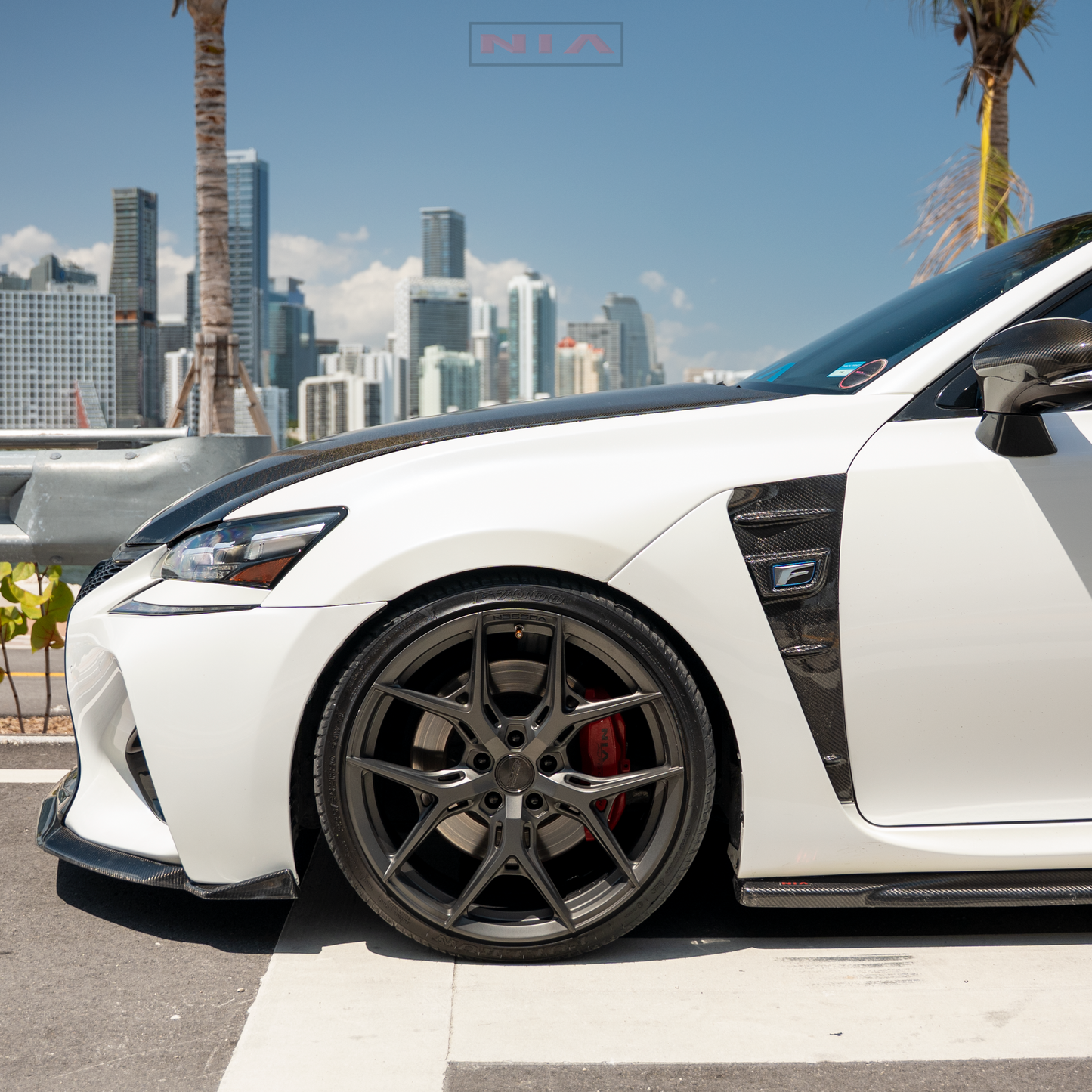 Lexus GS-F NIA Full Splitter Lip Kit + Bumper Extension w/ Optional Brake Light (Front, Sides, Rears, Diffuser)(2016-20)