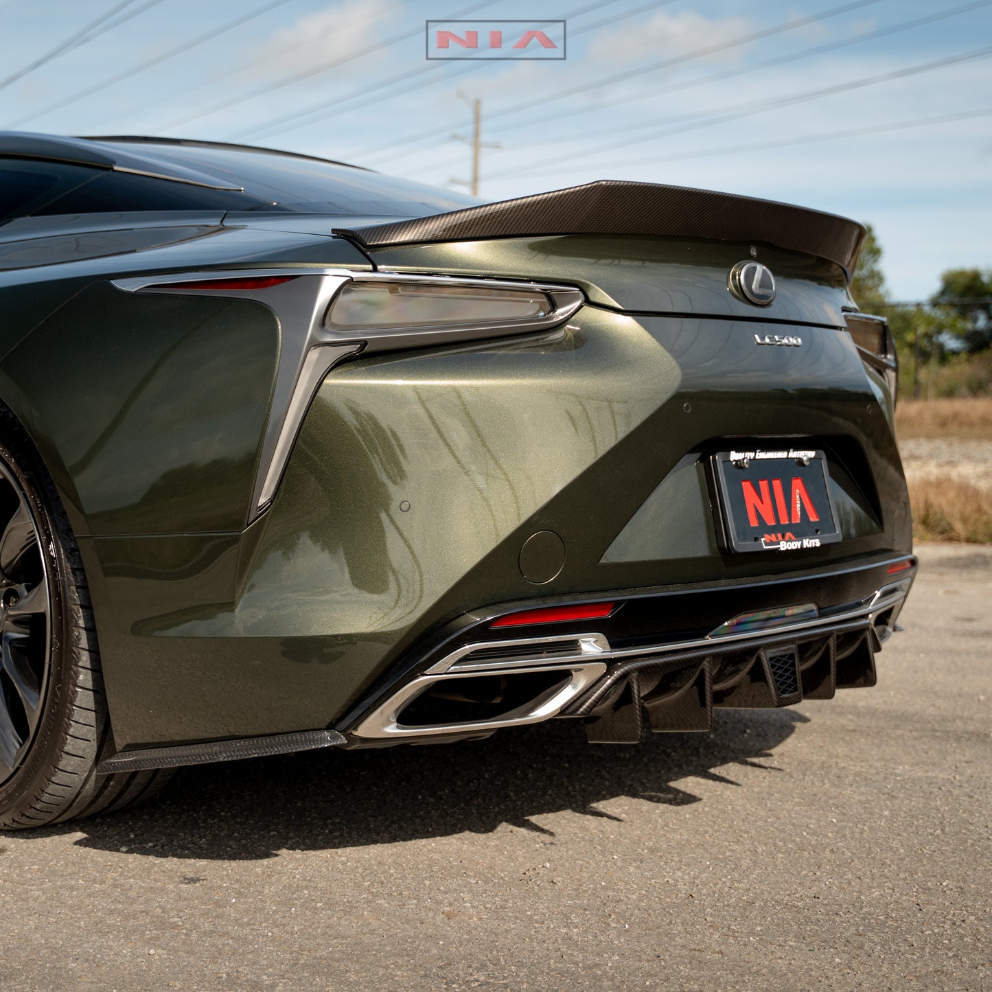 Lexus LC 500 NIA Full lip Body Kit 6pcs (Front Splitter, Side Skirt Rockers, Rear Apron Spats, Diffuser Bumper Extension) 2018-2025 in ABS