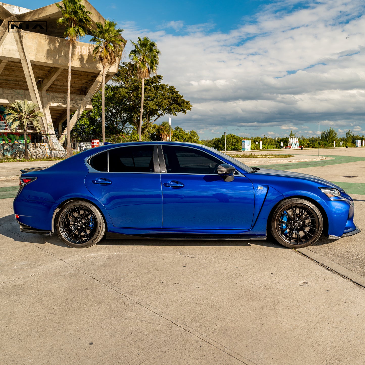 Lexus GS-F NIA Full lip Body Kit 6pcs (Front Splitter, Side Skirt Rockers, Rear apron spats, Diffuser Bumper Extension) 2016-2020  in ABS