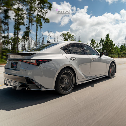 Lexus IS F-Sport NIA  Full lip Body Kit 6pcs (Front Splitter, Side Skirt Rockers, Rear apron spats, Diffuser Bumper Extension) 2026+ in ABS or Carbon Fiber (PRE-ORDER)