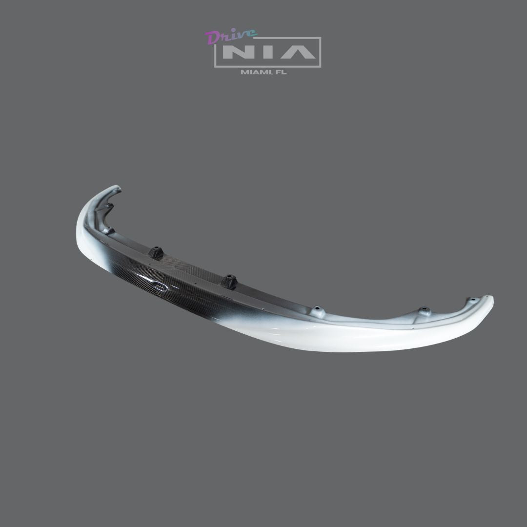 Lexus LC 500 NIA Front Splitter 2018-2026 Without Fins in Carbon Fiber and Ultra White Offsets - Clearance