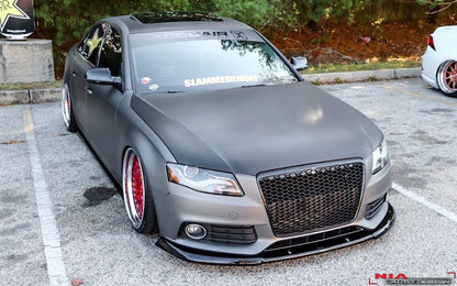 Nia Body Kits upgrades your Audi A4 an aggressive stance without altering with the factory design with the 2006-2010 A4 NIA Front Splitter. Made to fit the B8 and B8.5 (2009-2016).  Contact us at www.niaautodesign.com